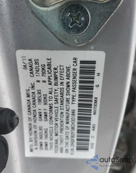 2012 Honda Civic Lx из США, поврежденный, VIN 2HGFB2F58CH301846